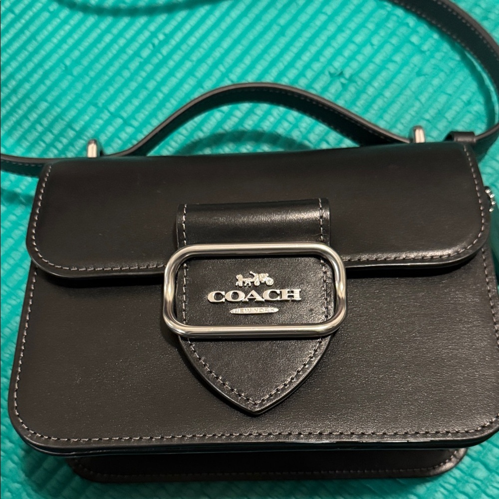 Coach Black Crossbody Bag with Silver Accents
